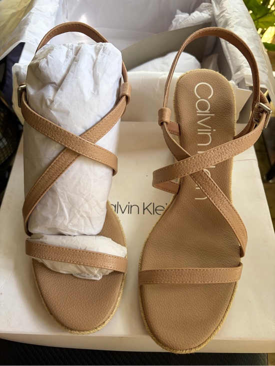 Calvin Klein Shoes - Calvin Klein Nude Cross-Strap Leather Sandals
